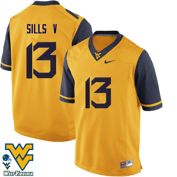 NCAA Men's David Sills V West Virginia Mountaineers Gold #13 Nike Stitched Football College Authentic Jersey XU23A50EL